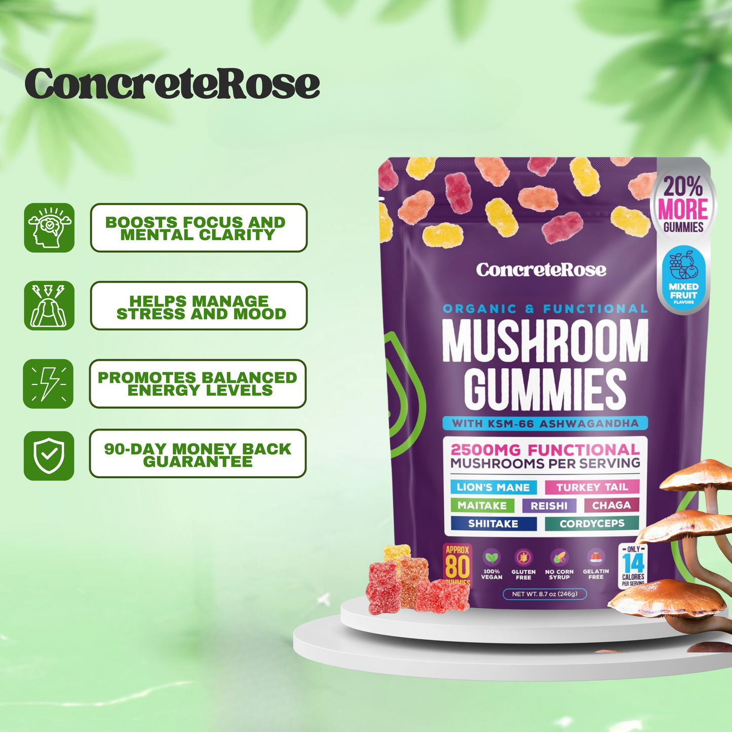 ConcreteRose - Organic Mushroom Gummies (80ct)
